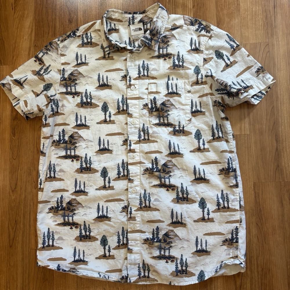 The North Face Men's Baytrail Pattern Button Up Short Sleeve Shirt Size Large - Picture 2 of 9